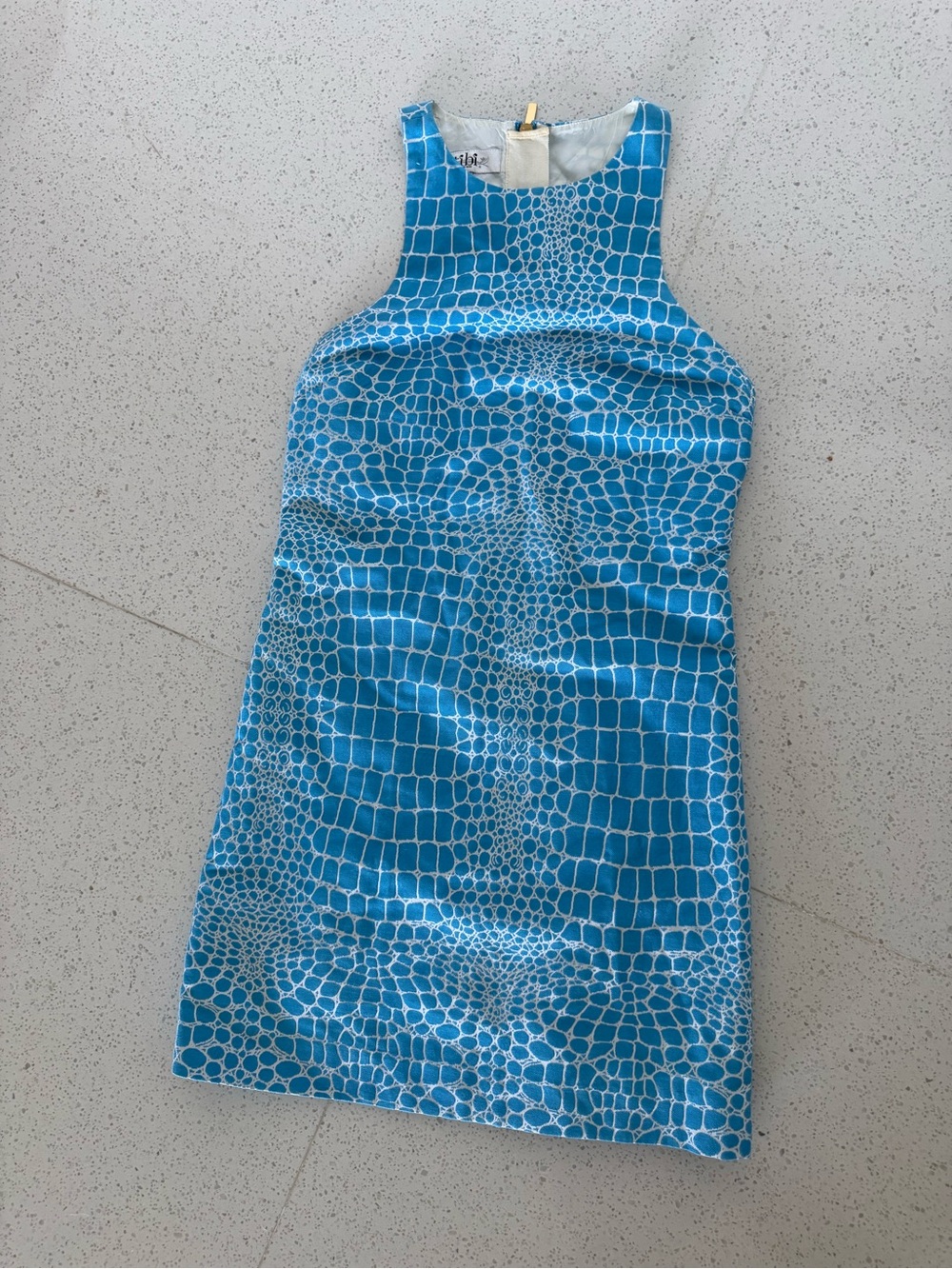 Tibi Blue White Croc-Print Mini Dress